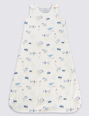 Pure Cotton Dog Print 2.2 Tog Sleeping Bag